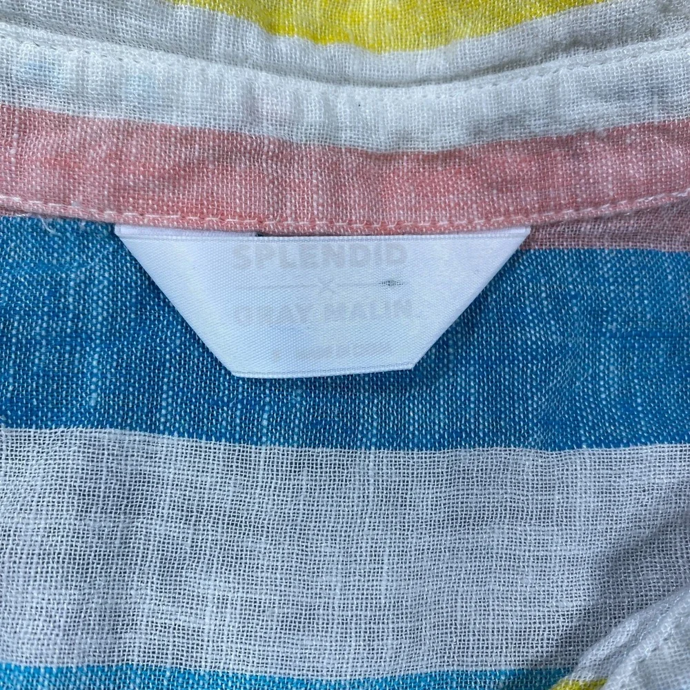 Splendid X Grey Malin Button Up Shirt Womens XL Vertical Stripes Linen Viscose